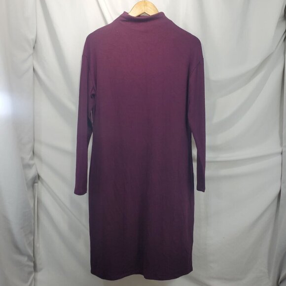 Joe Fresh Purple Mock Neck Midi Dress Knitted Pullover Long Sleeve M (A-10) - Picture 1 of 9